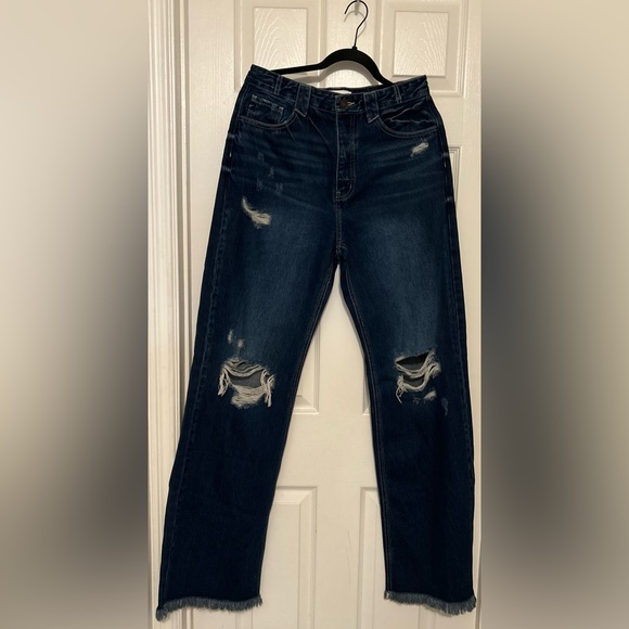 KanCan Midnight Blue Ripped Boyfriend Jeans - Picture 1 of 4